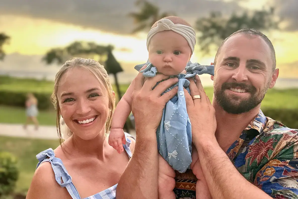 Ben Warner with wife and baby daughter